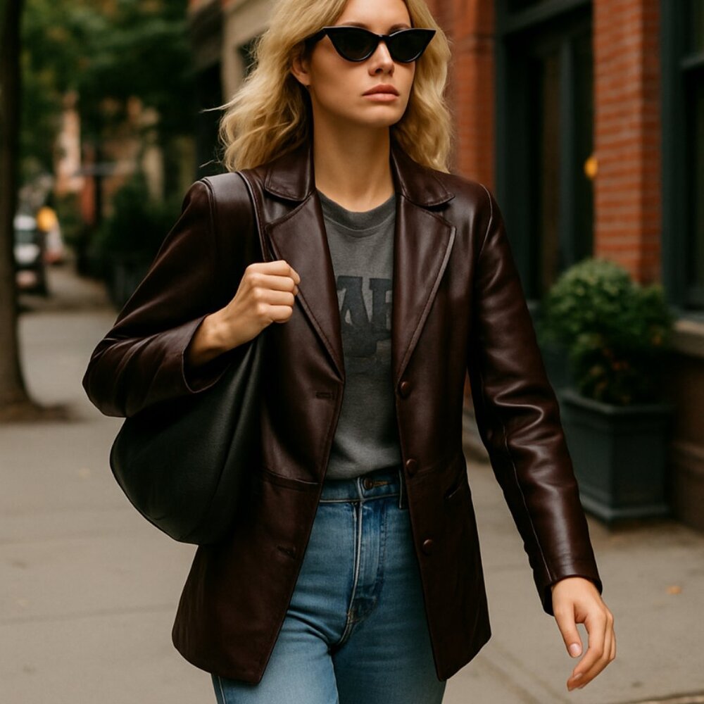 Women Genuine Lambskin Leather Jacket Size S (TLC)